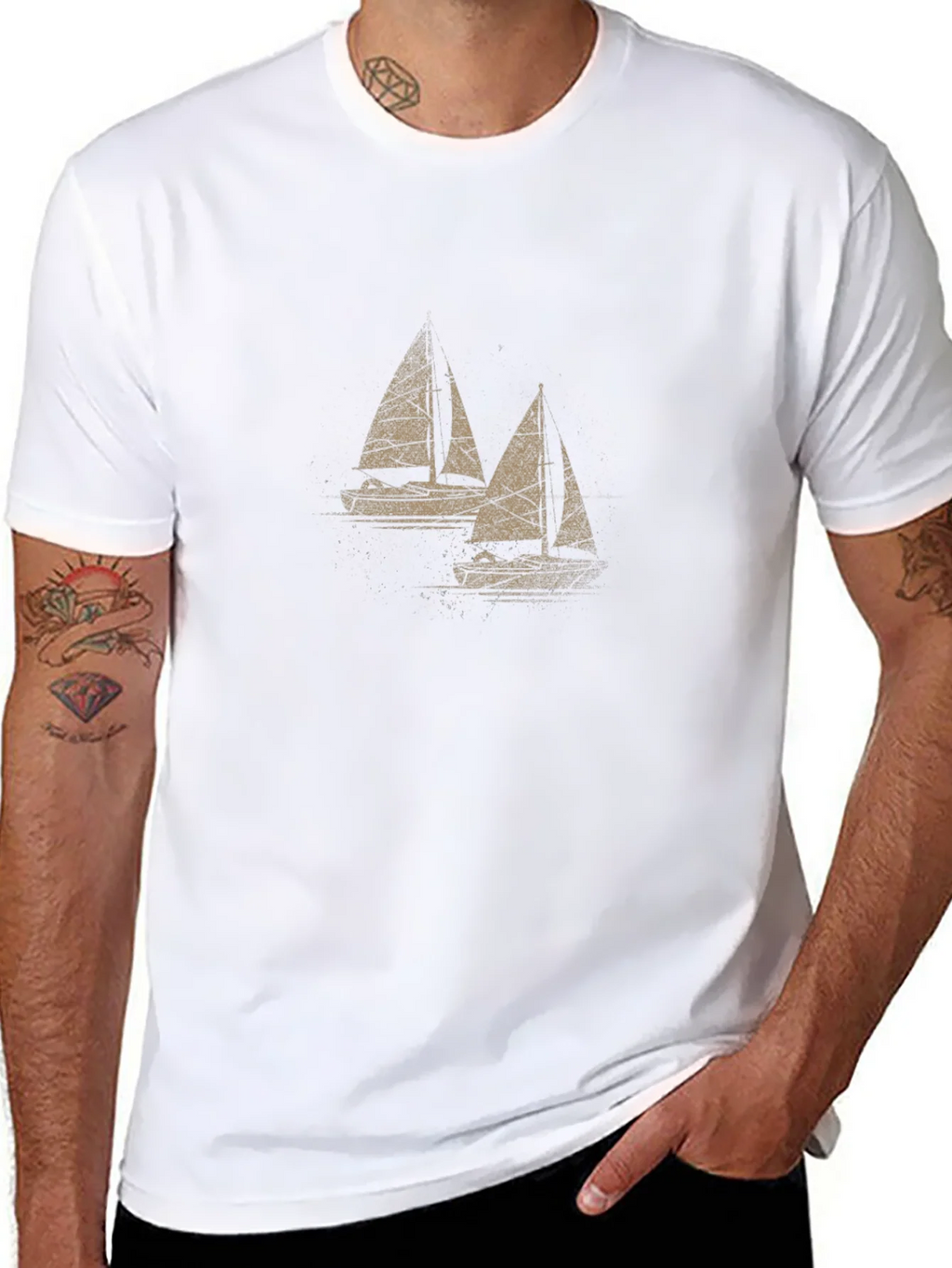 Sailboat Graphic Tee - Mens Black Cotton T-Shirt product image 7