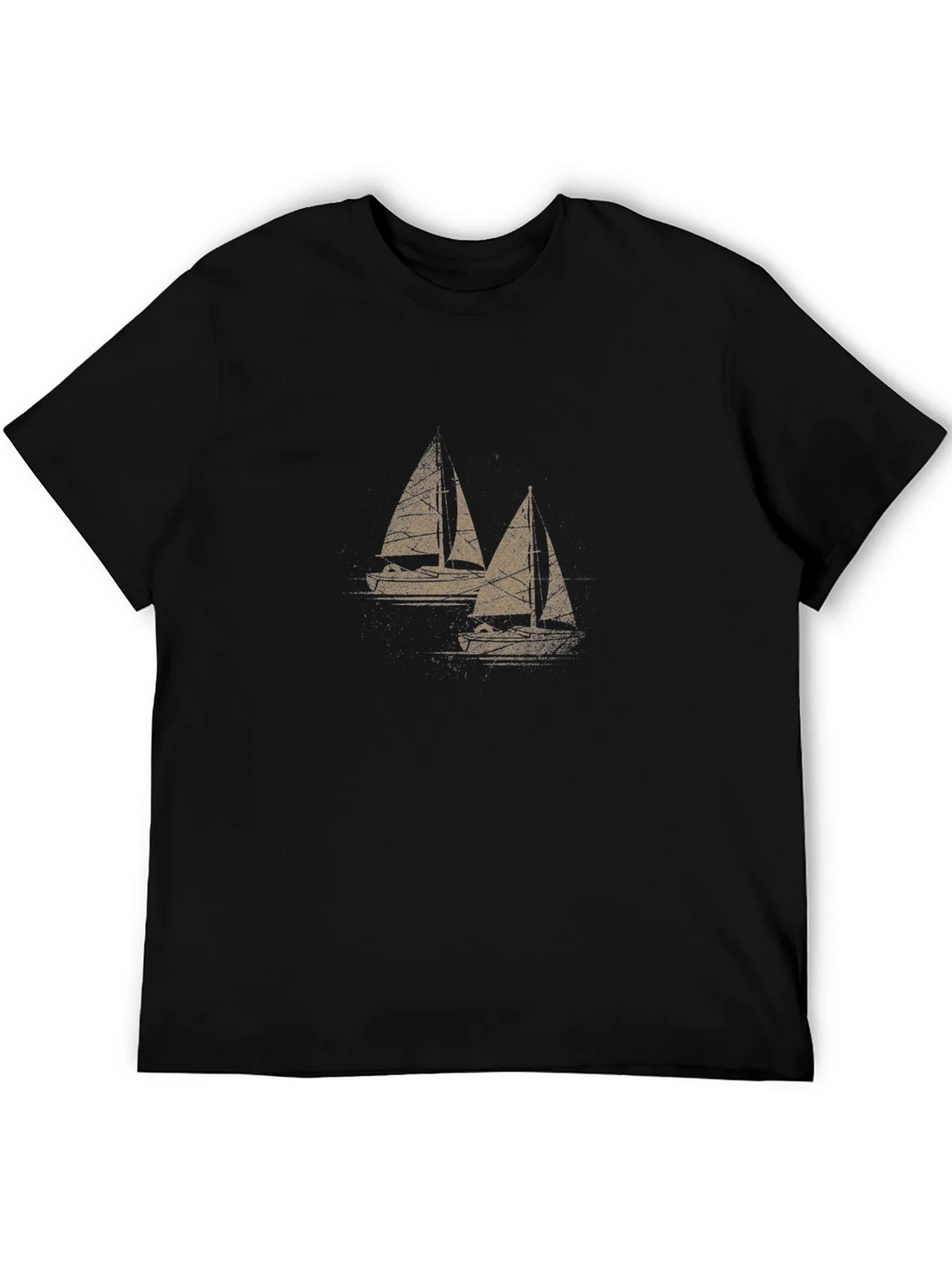 Sailboat Graphic Tee - Mens Black Cotton T-Shirt product image 5