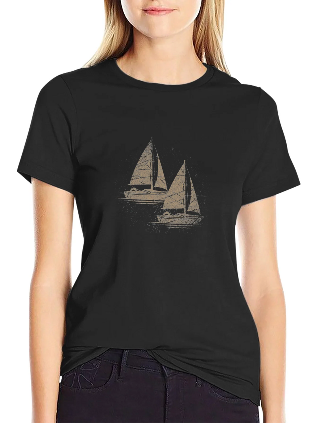 Sailboat Graphic Tee - Mens Black Cotton T-Shirt product image 2