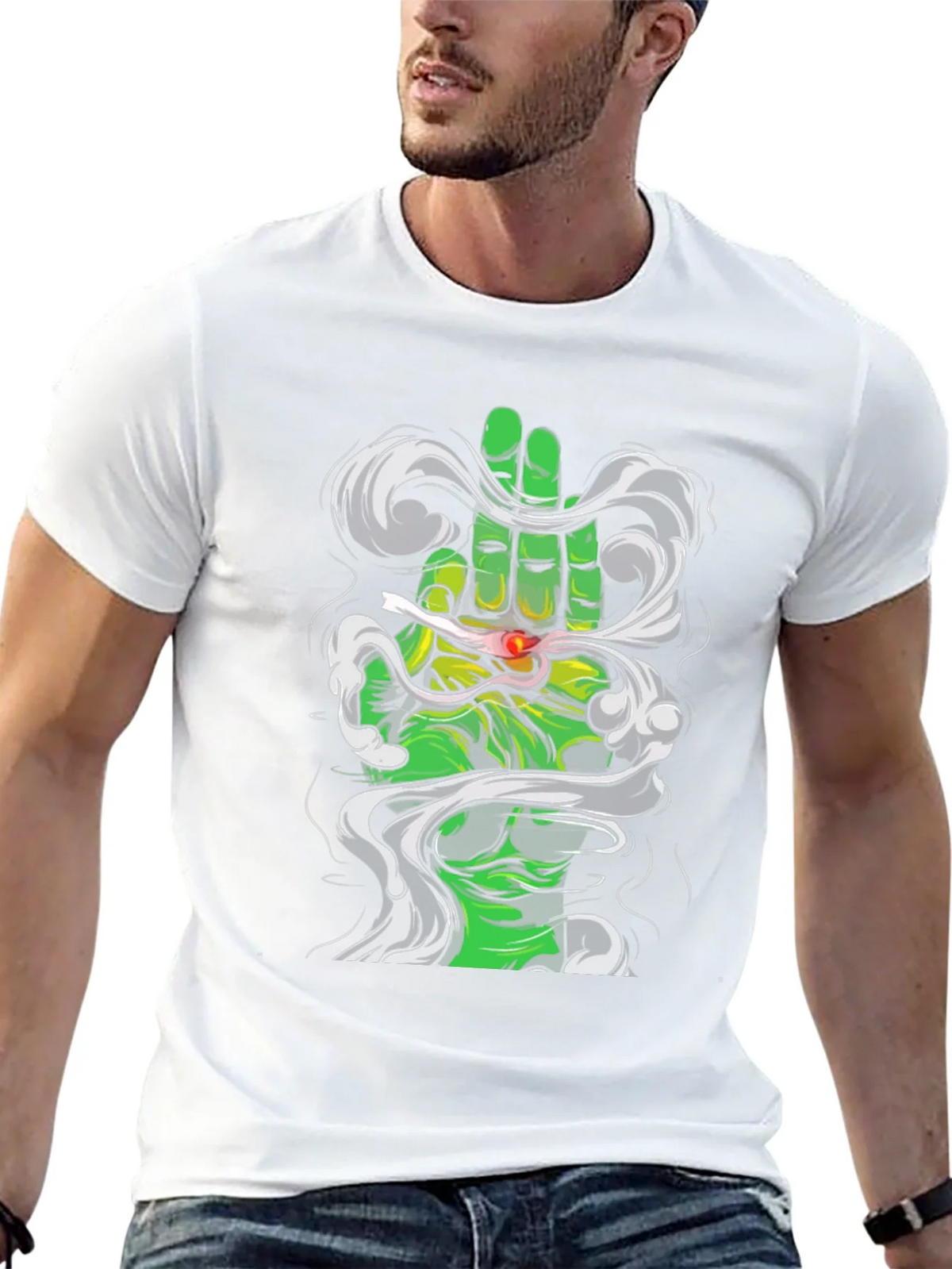 Green Hand Smoke T-Shirt product image 12