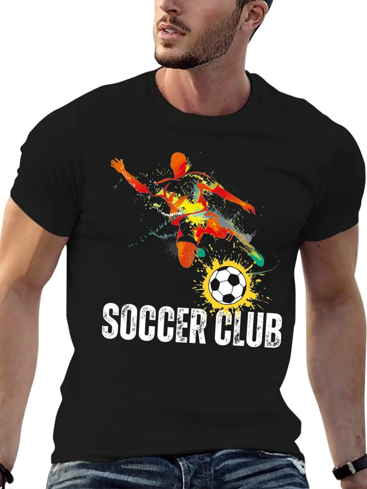 Soccer Club Graphic Tee - Stylish Black Cotton T-Shirt product image 1
