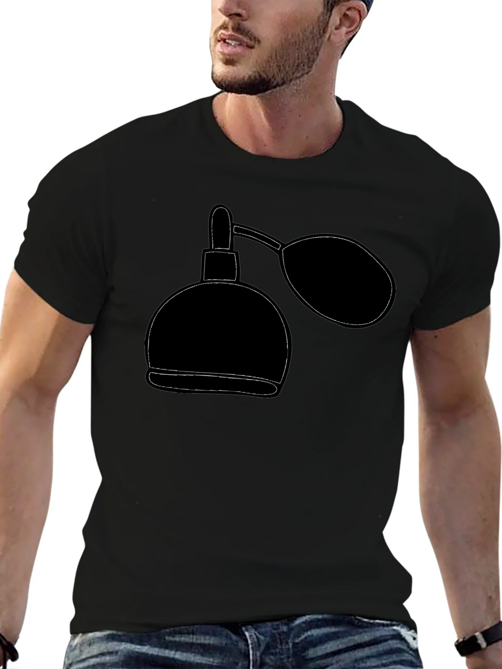 Retro Perfume Bottle Graphic Tee - Stylish Black T-Shirt product image 4