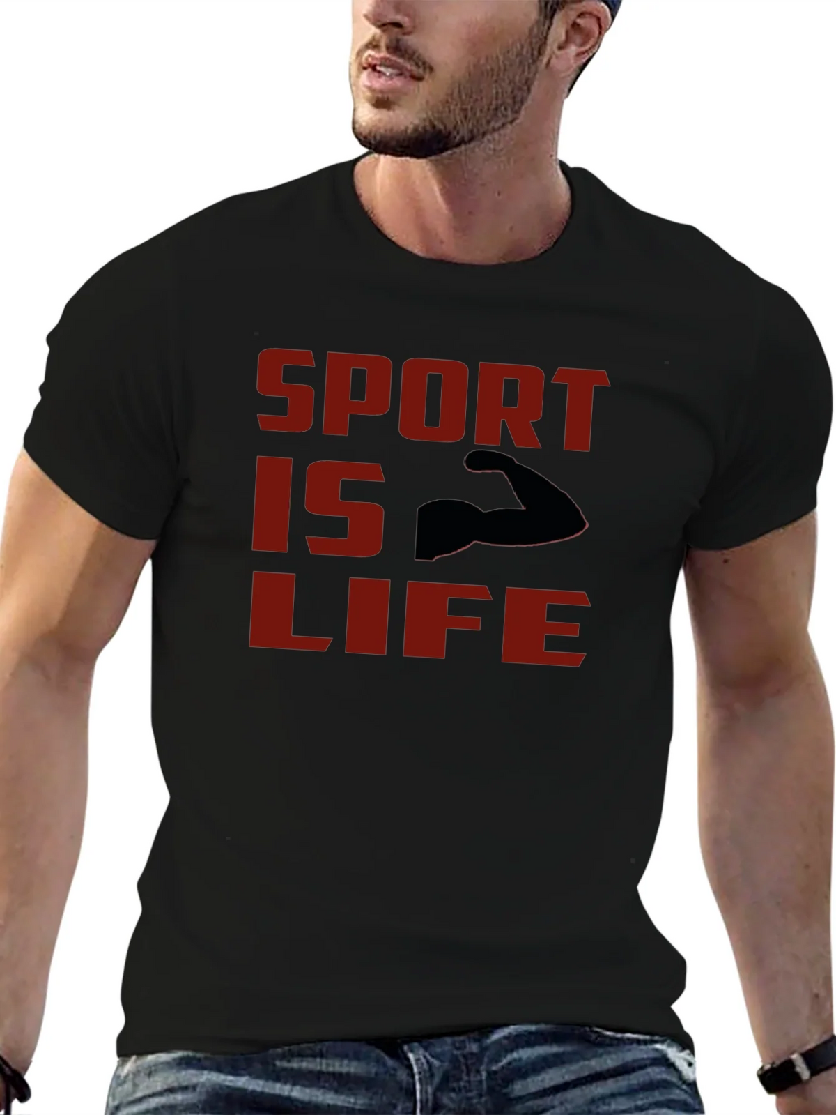Sport Is Life T-Shirt - Black Graphic Tee product image 6