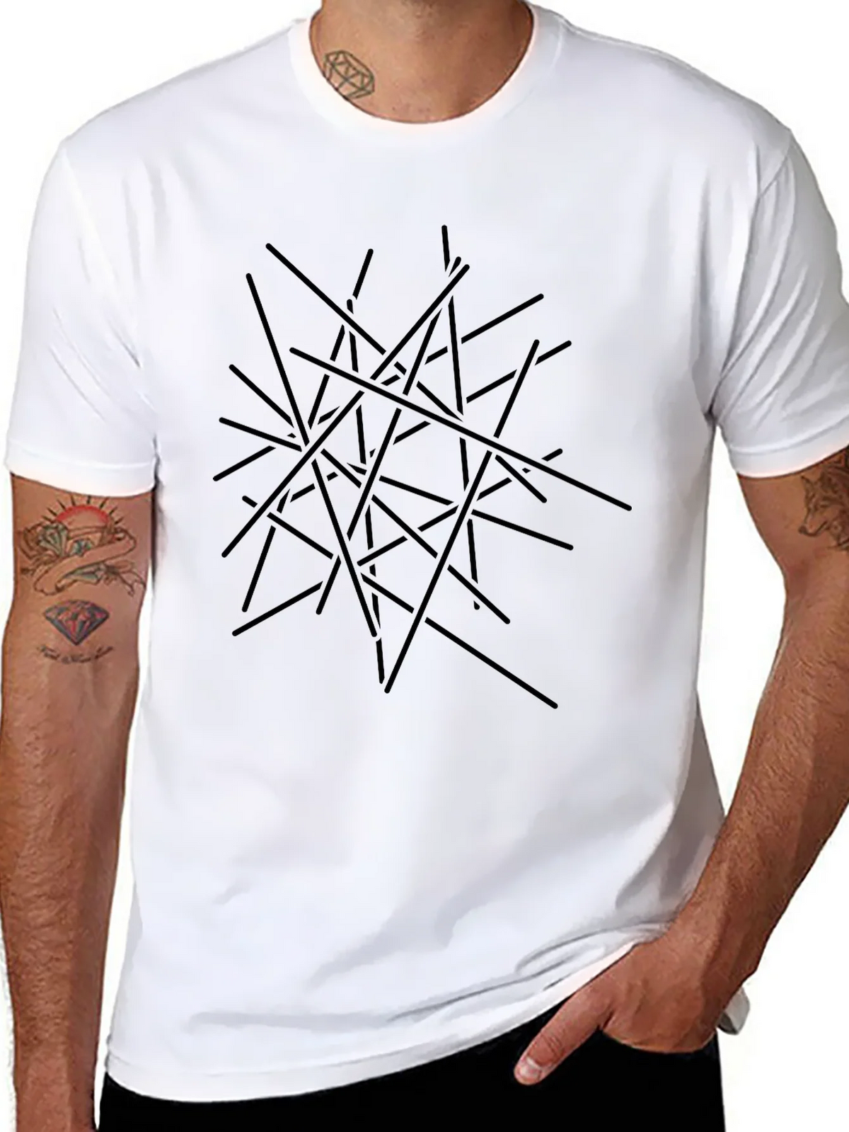 Abstract Line Art Black T-Shirt product image 3