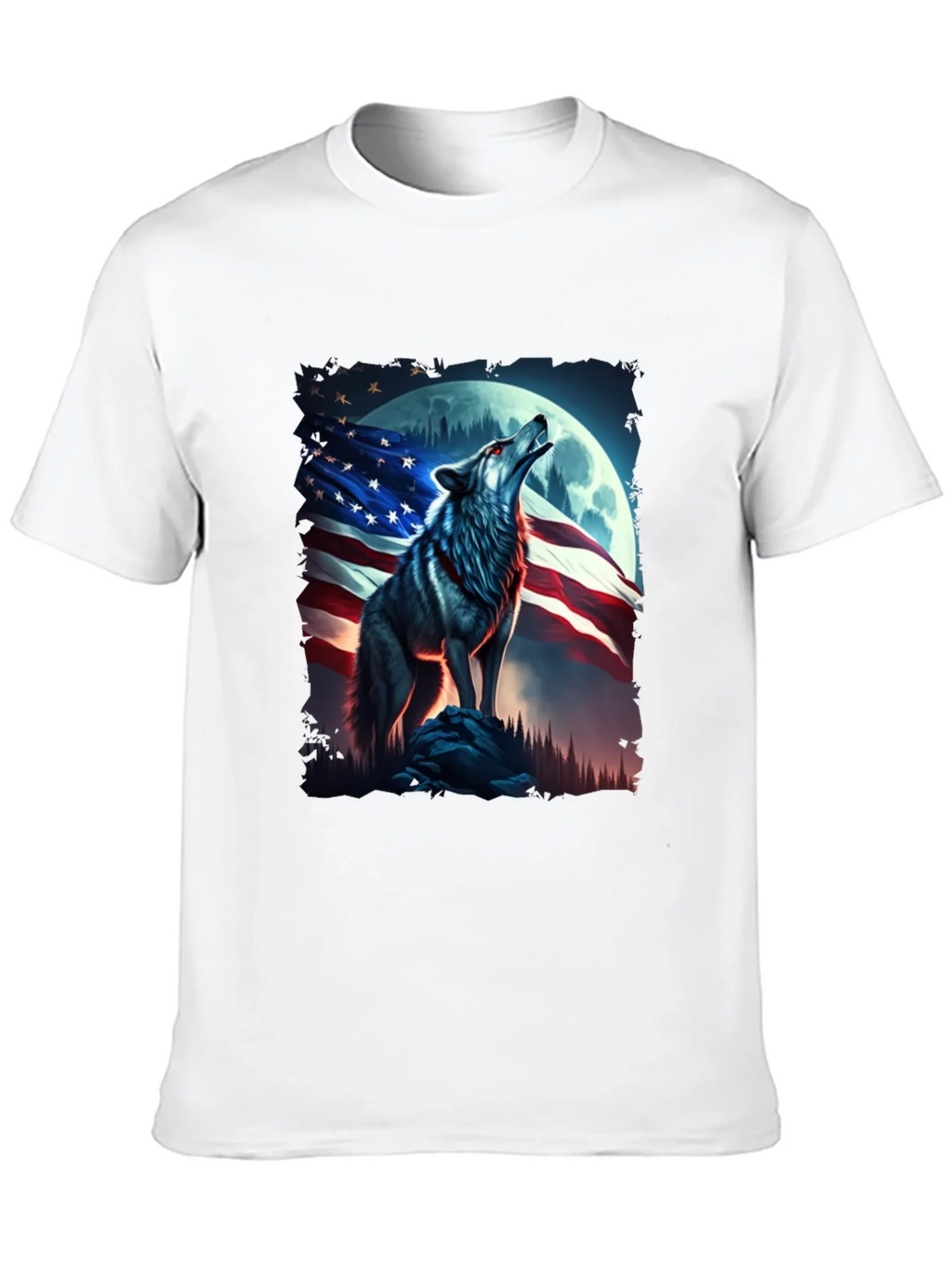 American Patriot Wolf T-Shirt - Mens Black Tee product image 6
