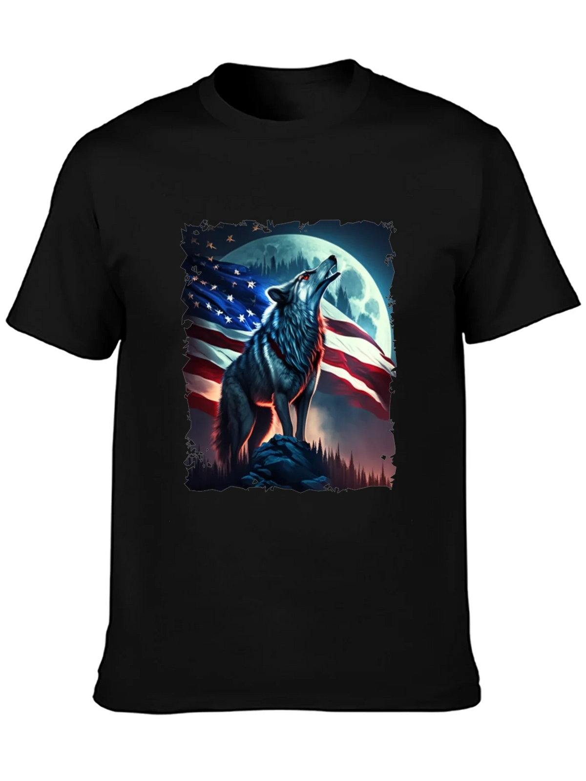 American Patriot Wolf T-Shirt - Mens Black Tee product image 1