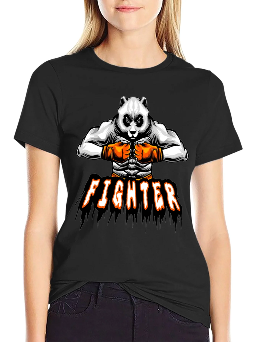 Panda Fighter Graphic Tee - Black product image 1