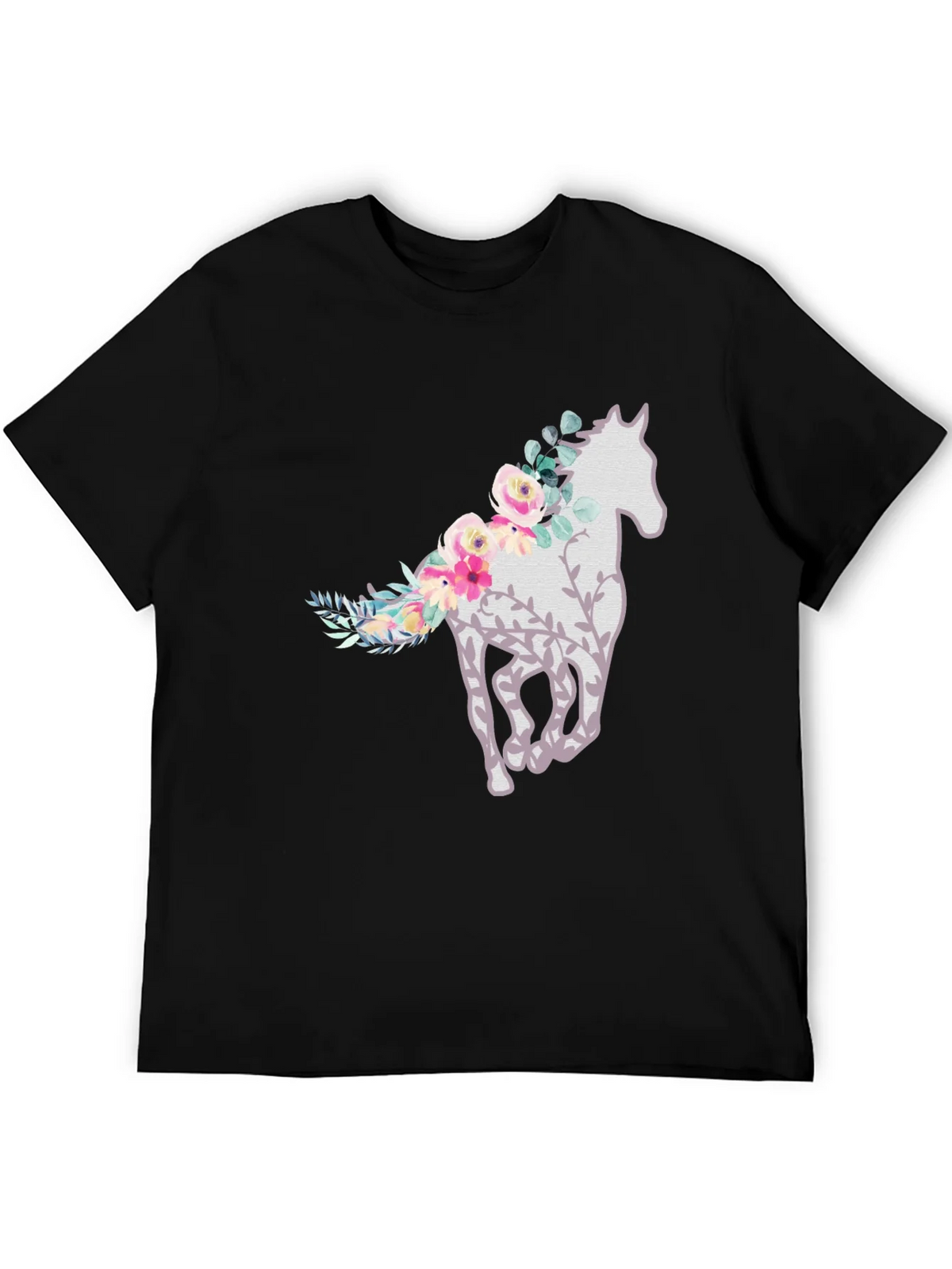 Floral Horse Graphic Tee - Stylish Mens T-Shirt product image 5