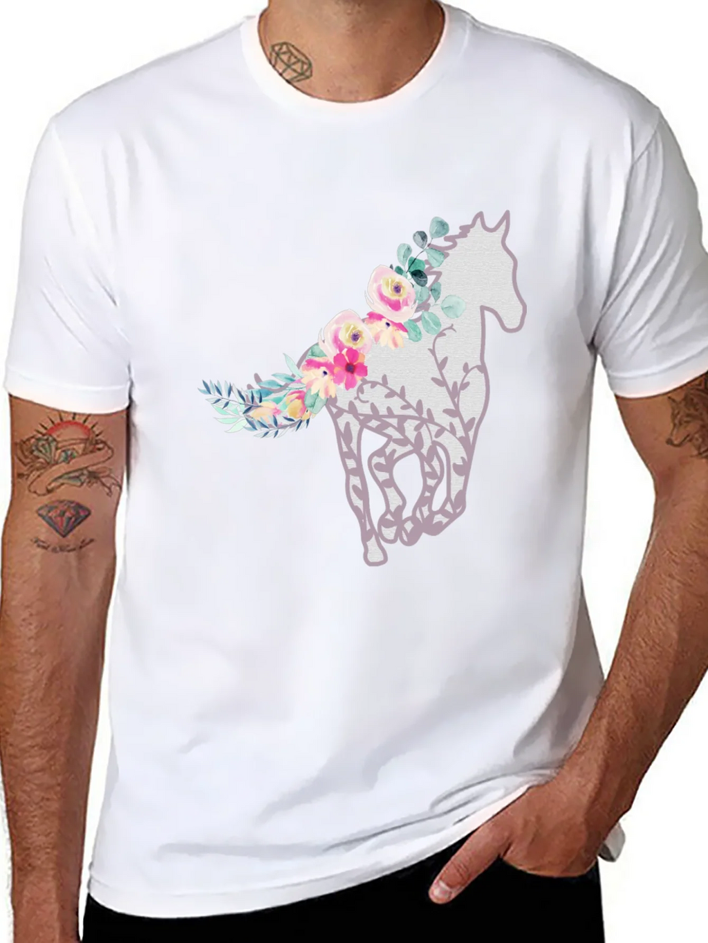 Floral Horse Graphic Tee - Stylish Mens T-Shirt product image 7
