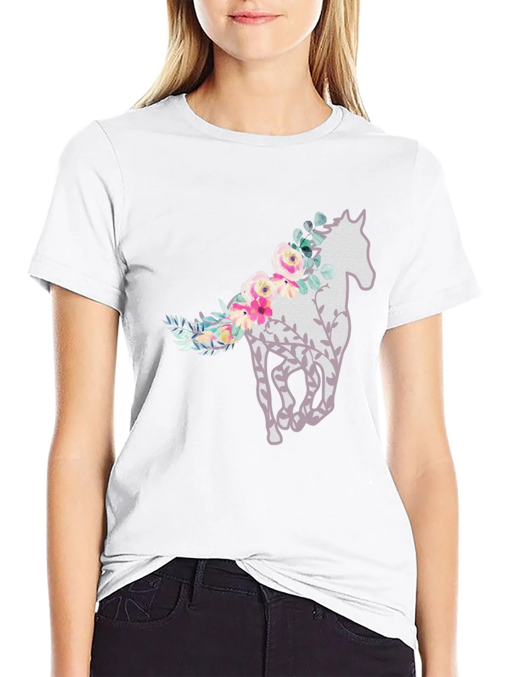 Floral Horse Graphic Tee - Stylish Mens T-Shirt product image 8