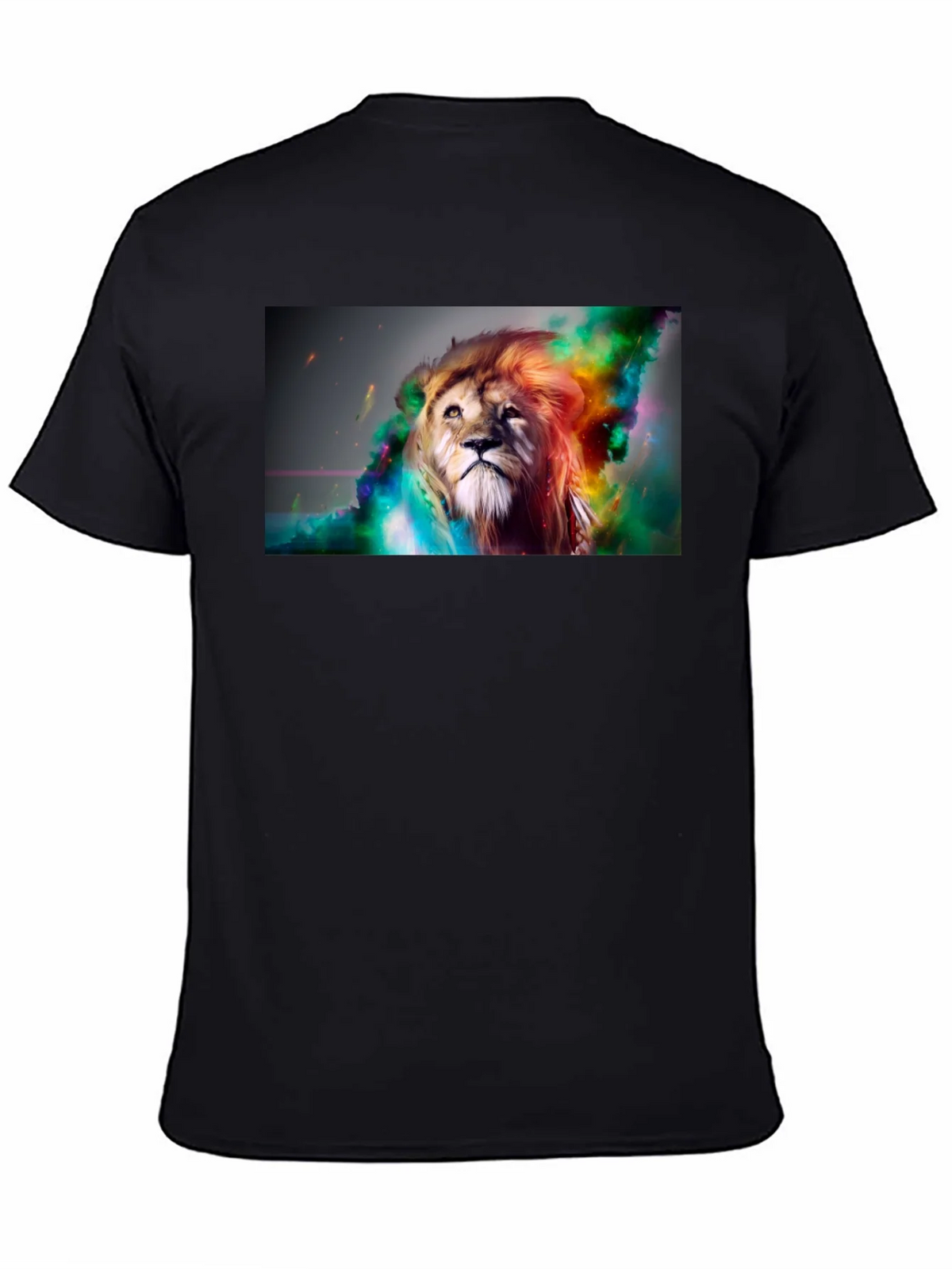 Lion Art Graphic Print Black T-Shirt product image 4