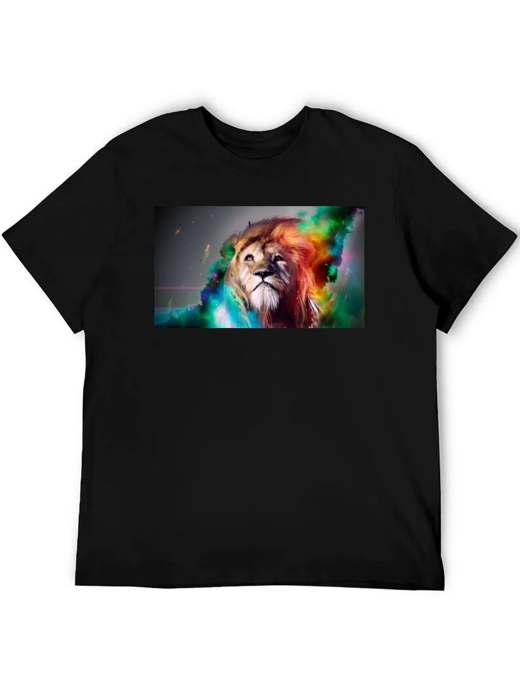 Lion Art Graphic Print Black T-Shirt product image 5