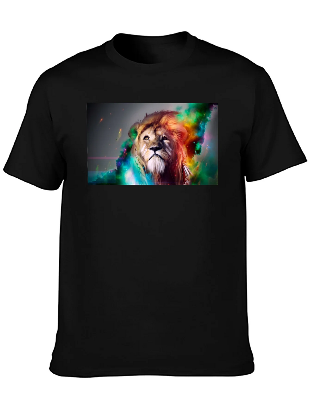 Lion Art Graphic Print Black T-Shirt product image 3