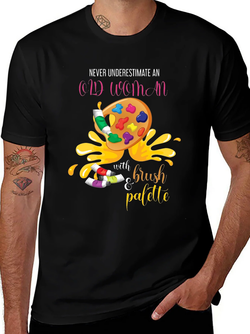 Never Underestimate An Old Woman T-Shirt Artist Palette product image 1
