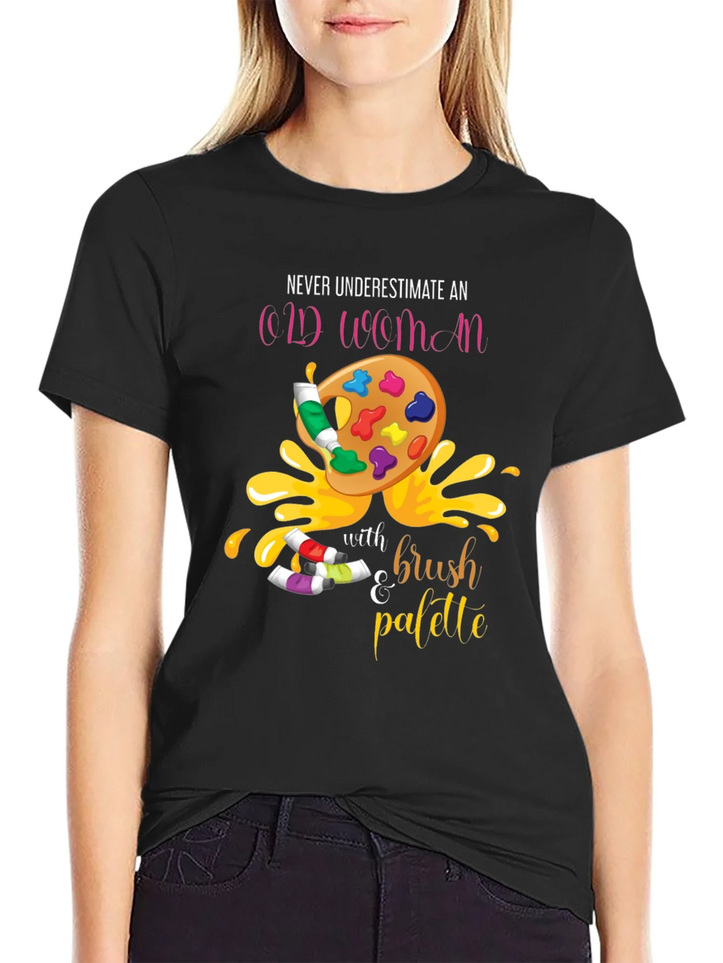 Never Underestimate An Old Woman T-Shirt Artist Palette product image 2