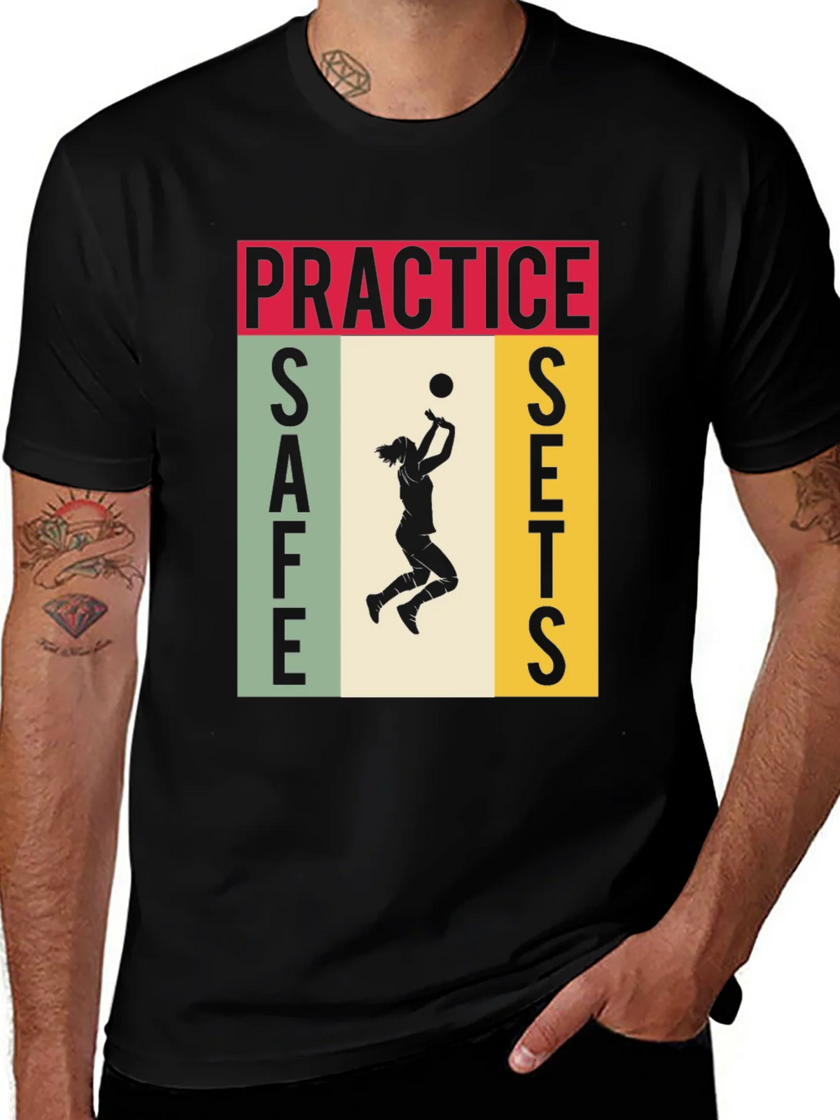Practice Safe Sets Volleyball Graphic Tee product image 1