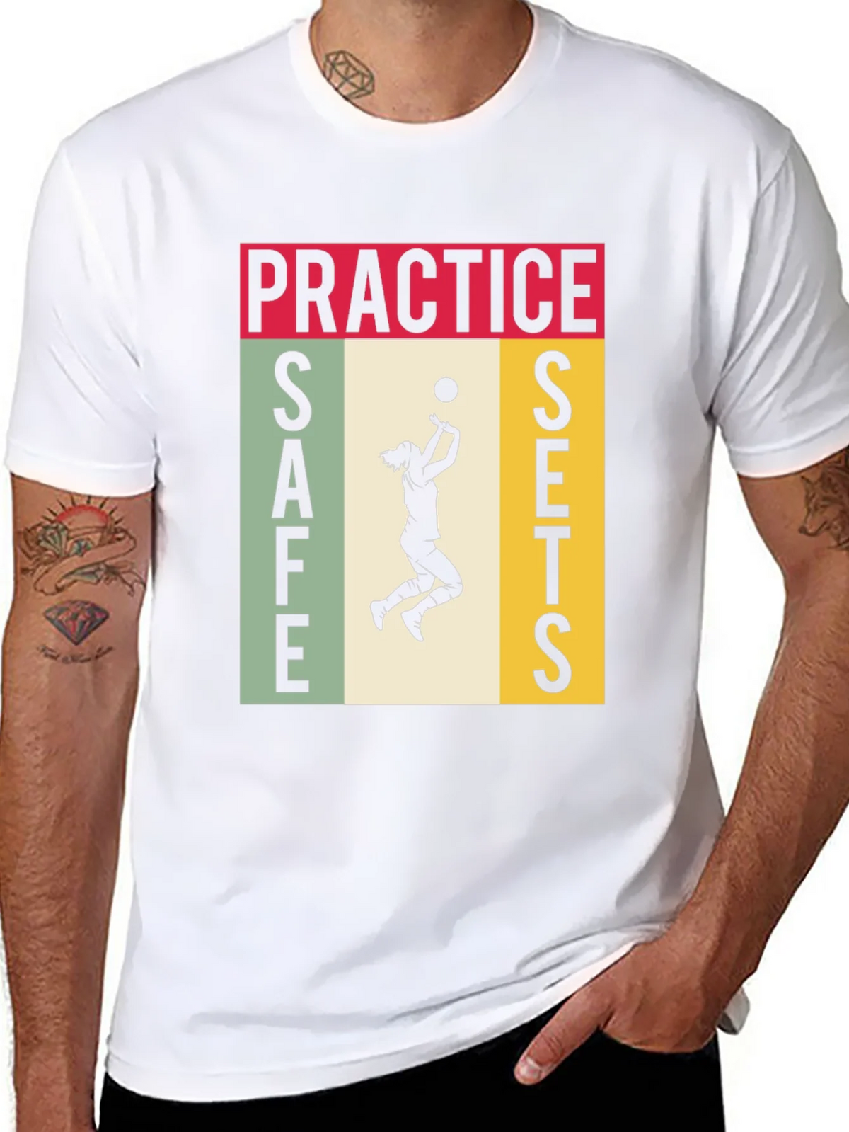 Practice Safe Sets Volleyball Graphic Tee product image 4