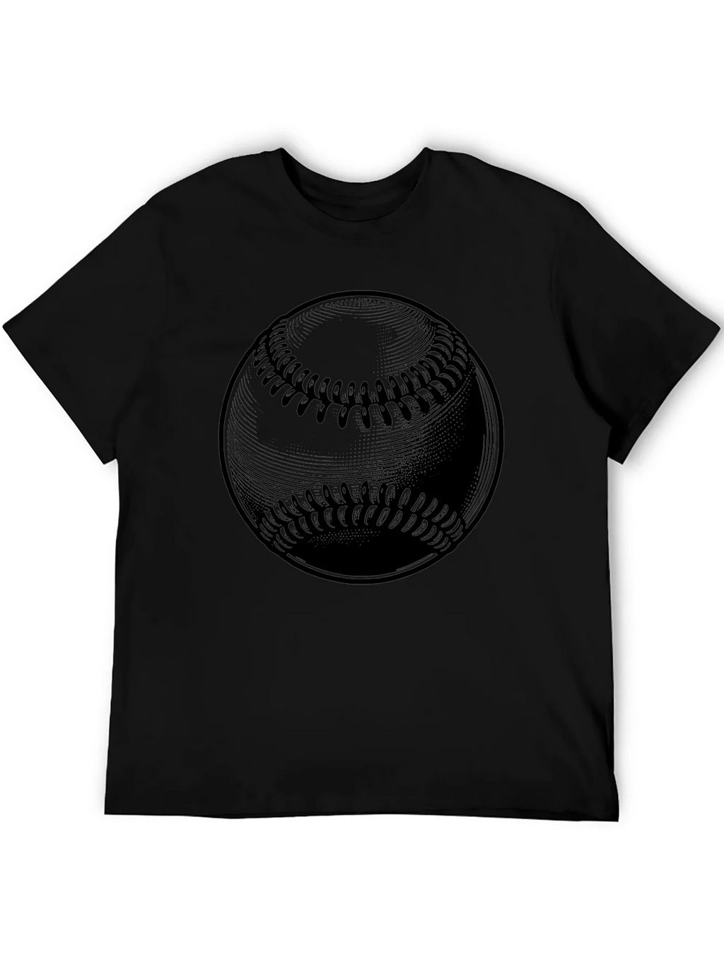 Baseball Graphic Tee - Solid Black Cotton product image 2