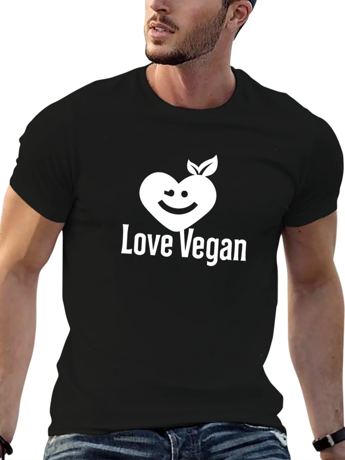 Love Vegan Graphic Tee - Black Cotton Blend product image 6