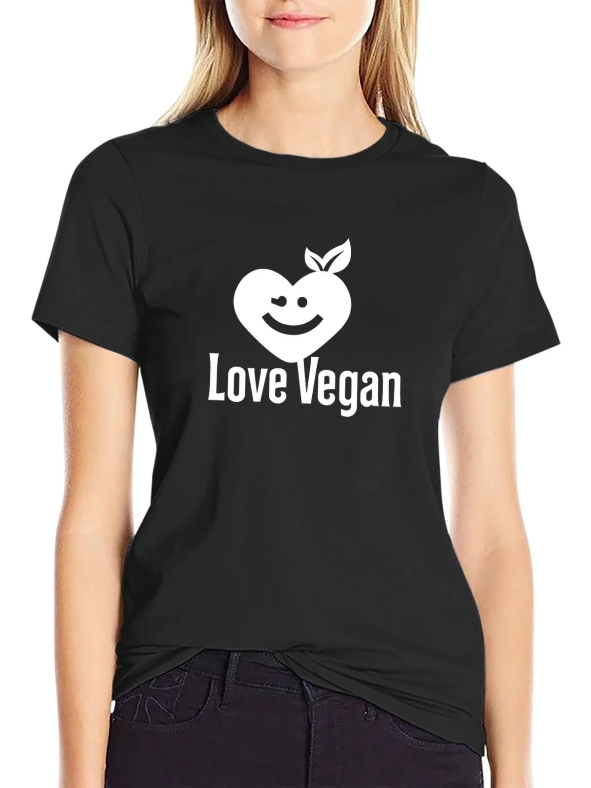 Love Vegan Graphic Tee - Black Cotton Blend product image 2