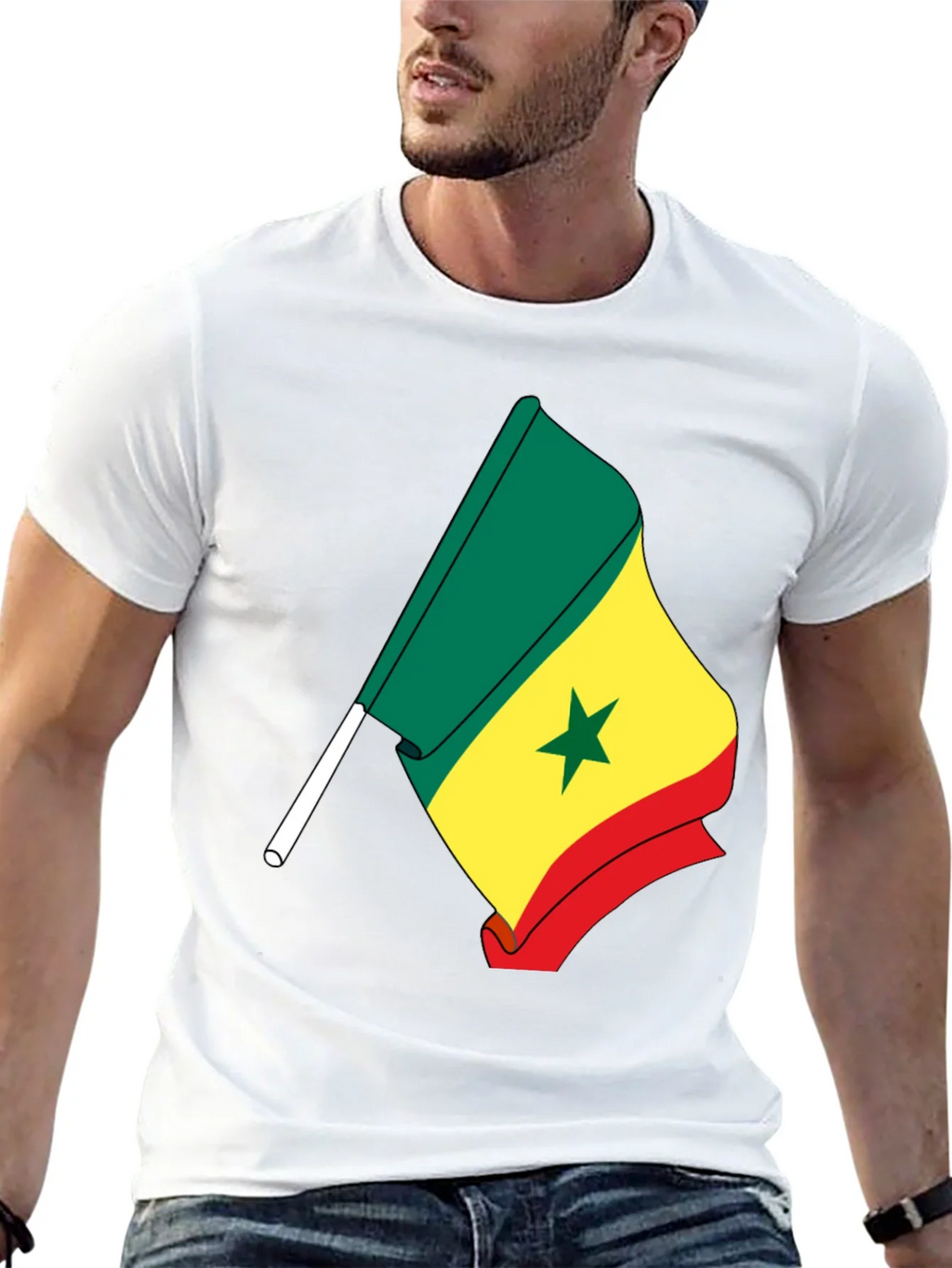 Senegal Flag Graphic Tee - Black Cotton Shirt product image 12
