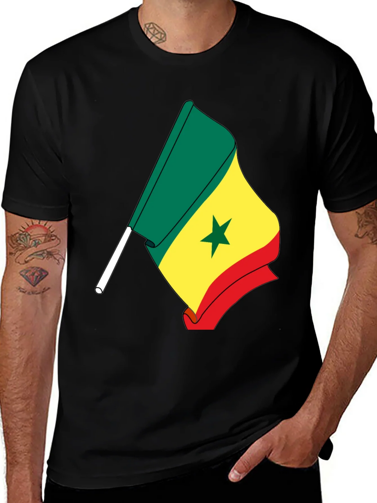 Senegal Flag Graphic Tee - Black Cotton Shirt product image 1