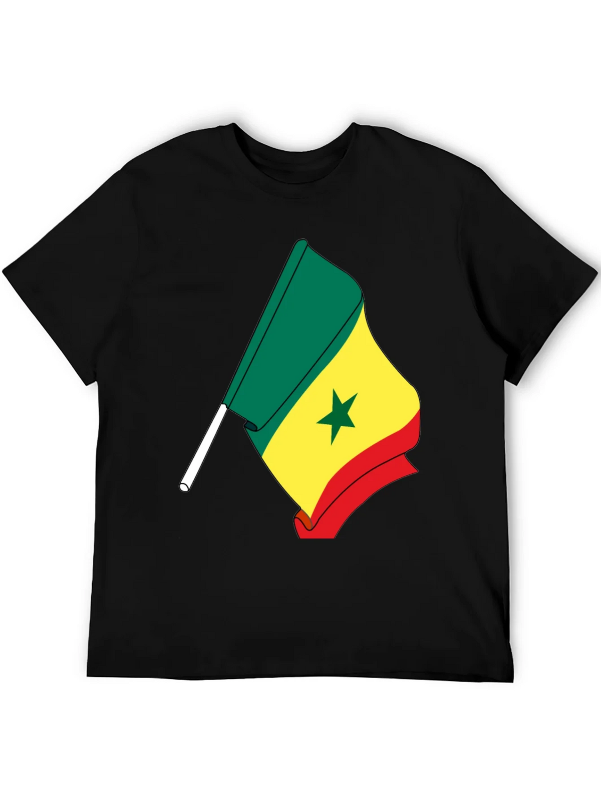 Senegal Flag Graphic Tee - Black Cotton Shirt product image 5
