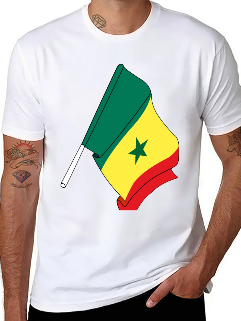 Senegal Flag Graphic Tee - Black Cotton Shirt product image 7