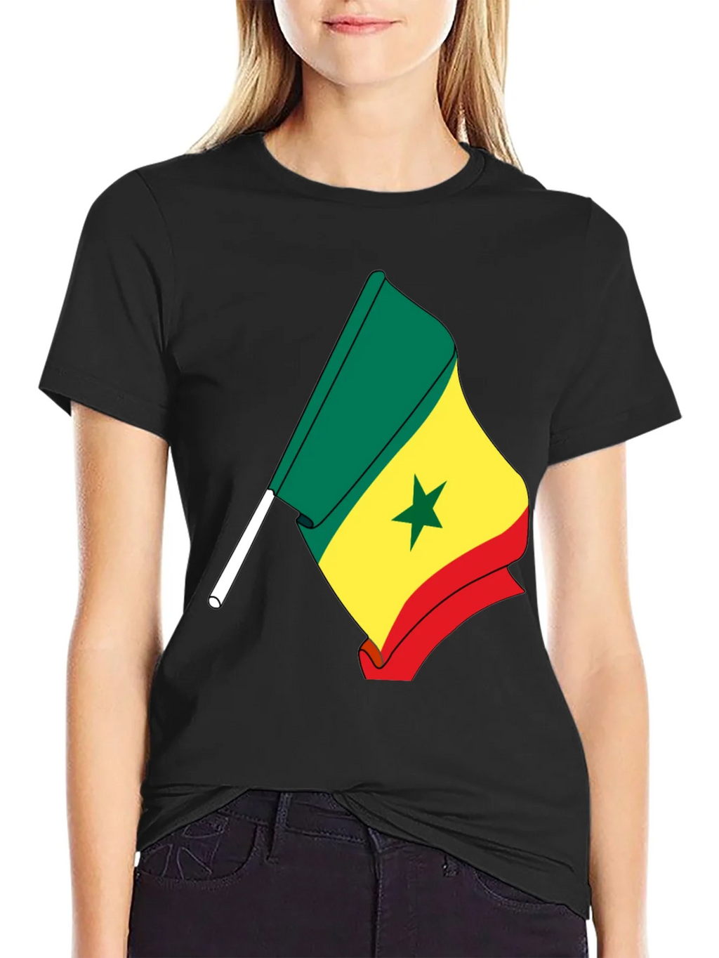 Senegal Flag Graphic Tee - Black Cotton Shirt product image 2