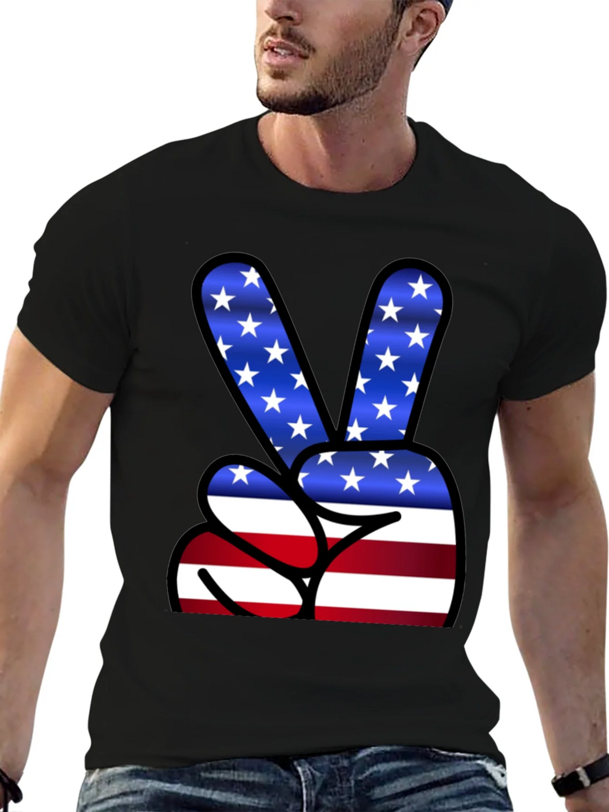 Patriotic Peace Sign T-Shirt - USA Flag Graphic Tee product image 6