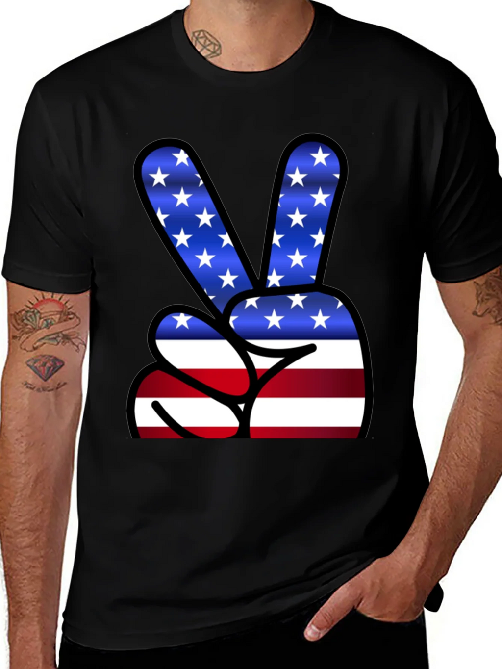 Patriotic Peace Sign T-Shirt - USA Flag Graphic Tee product image 1