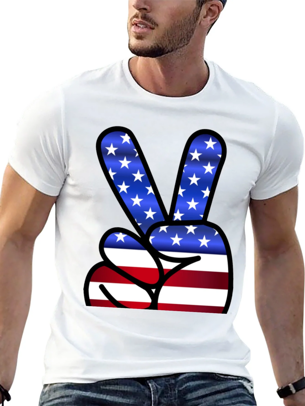 Patriotic Peace Sign T-Shirt - USA Flag Graphic Tee product image 12