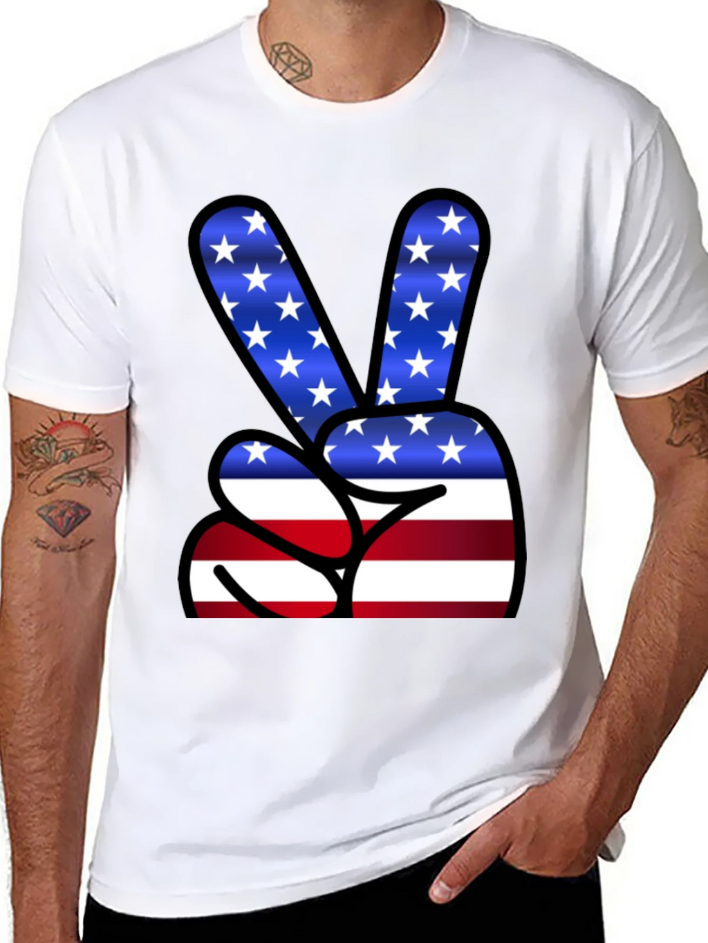 Patriotic Peace Sign T-Shirt - USA Flag Graphic Tee product image 7