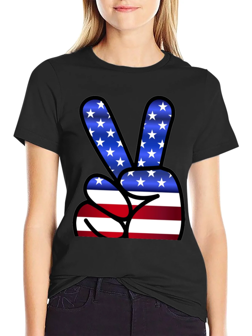 Patriotic Peace Sign T-Shirt - USA Flag Graphic Tee product image 2