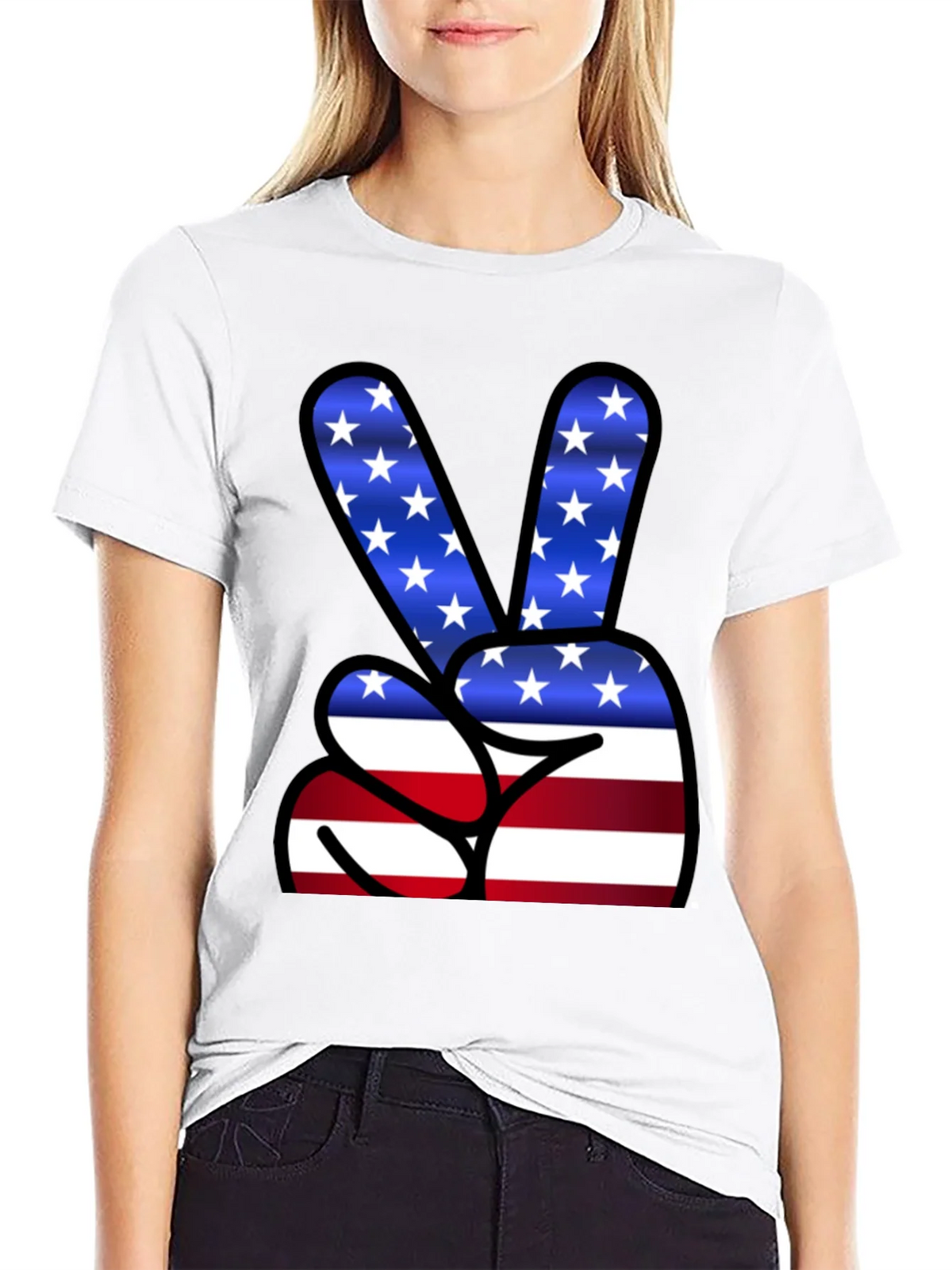 Patriotic Peace Sign T-Shirt - USA Flag Graphic Tee product image 8