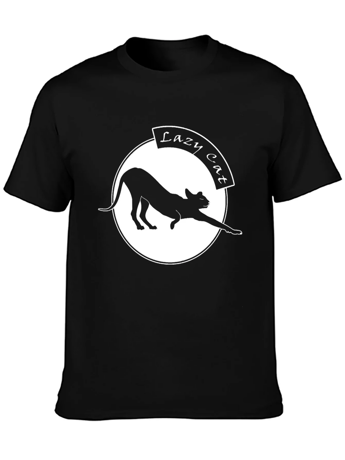 Lazy Cat Graphic Tee - Black Crew Neck product image 3