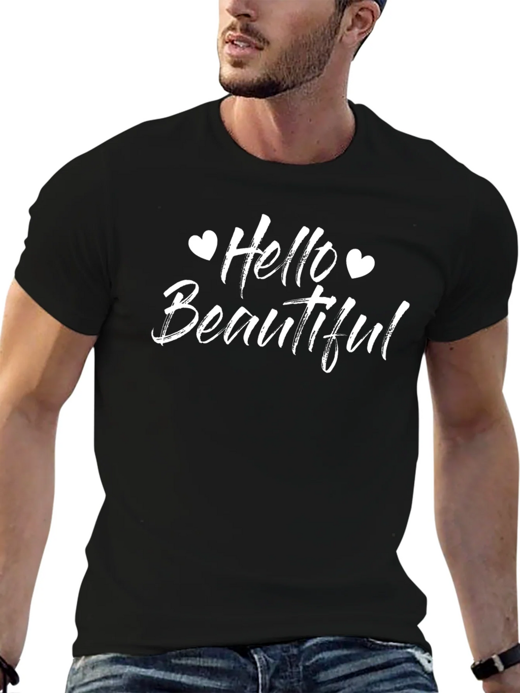 Hello Beautiful Graphic Tee - Black product image 6