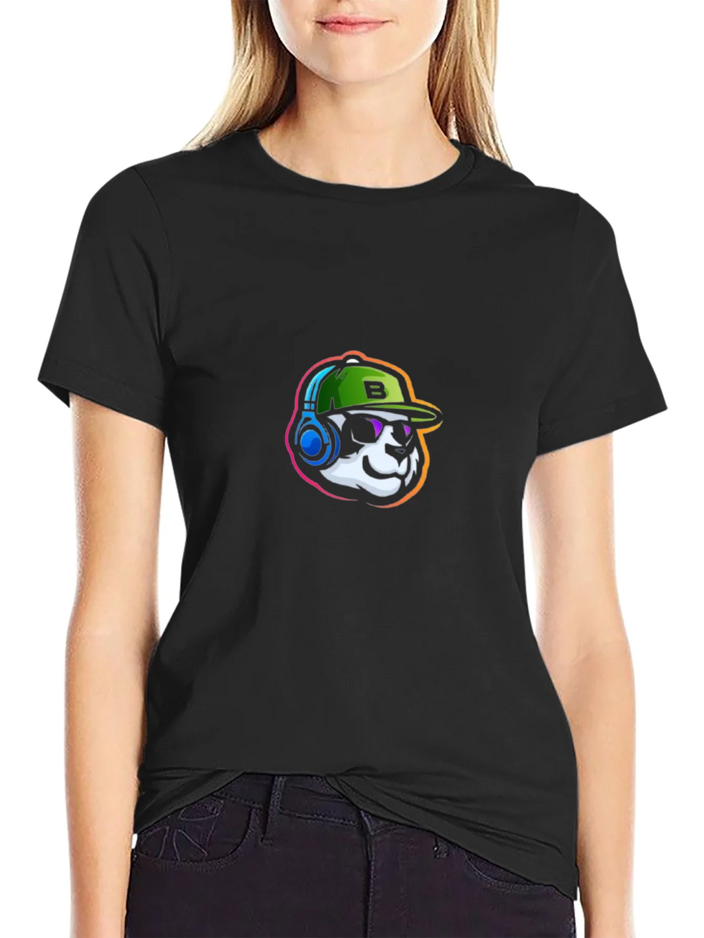 Cool Panda Gamer Graphic Tee - Black product image 1