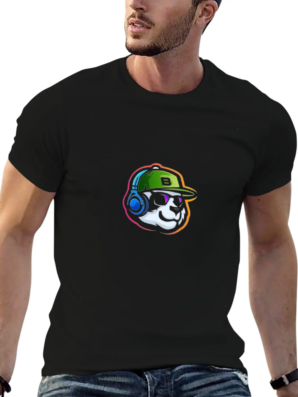Cool Panda Gamer Graphic Tee - Black product image 3