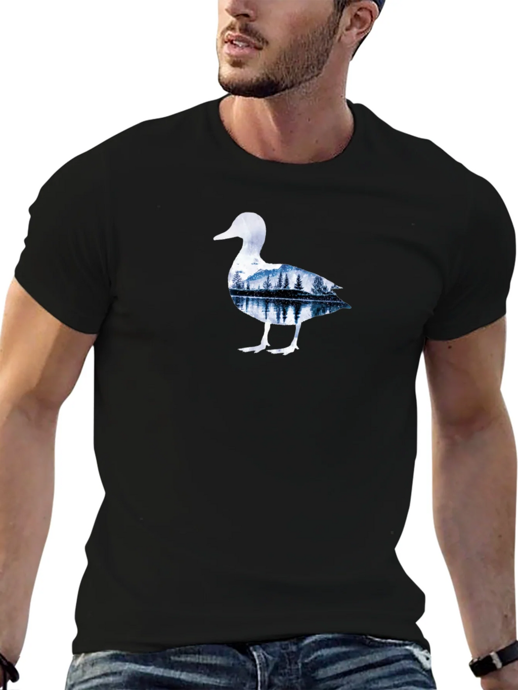 Nature Duck Graphic Tee - Black Cotton T-Shirt product image 6