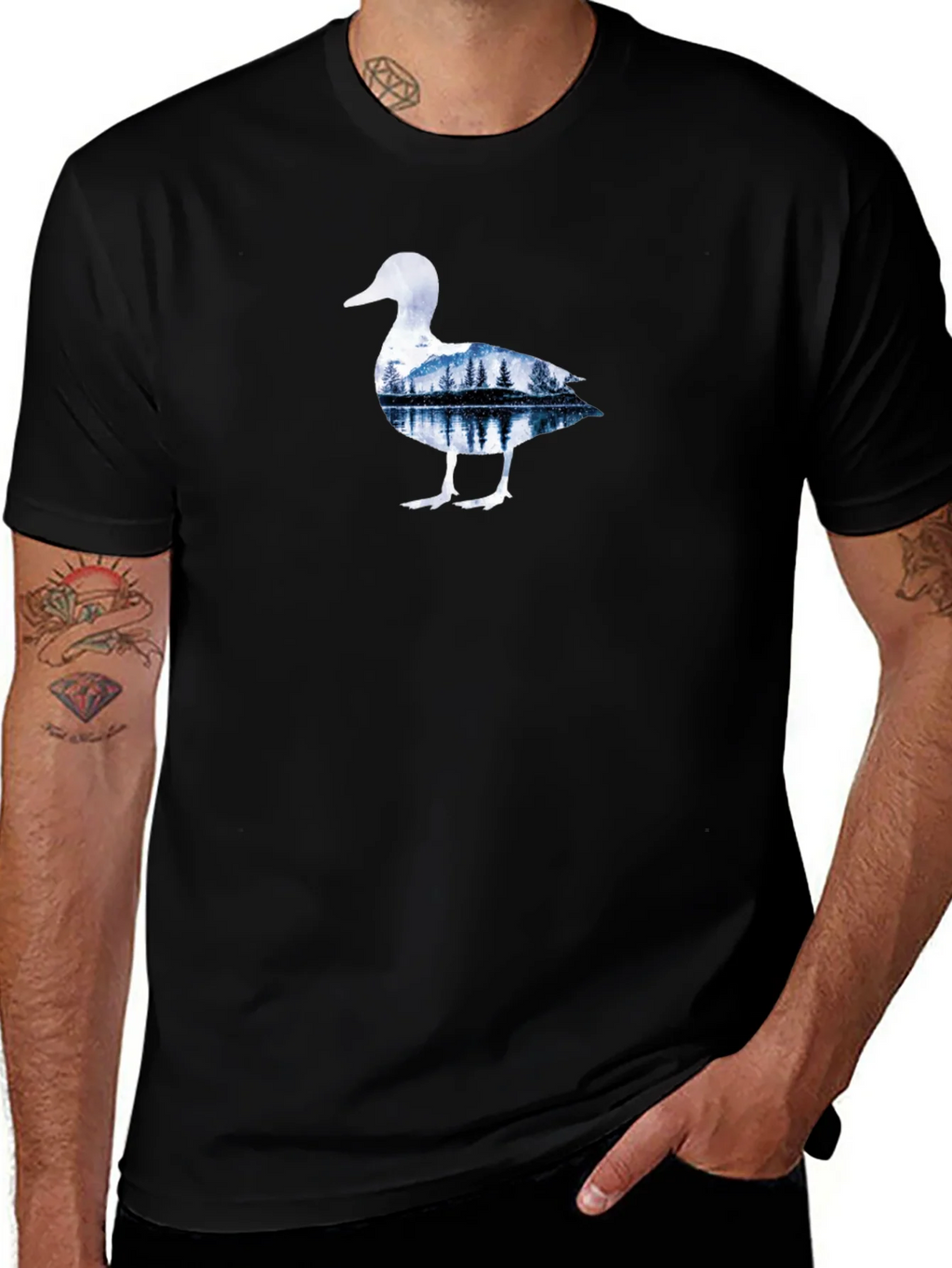 Nature Duck Graphic Tee - Black Cotton T-Shirt product image 1
