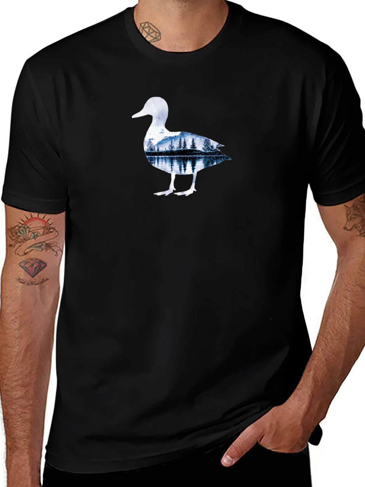 Nature Duck Graphic Tee - Black Cotton T-Shirt product image 1