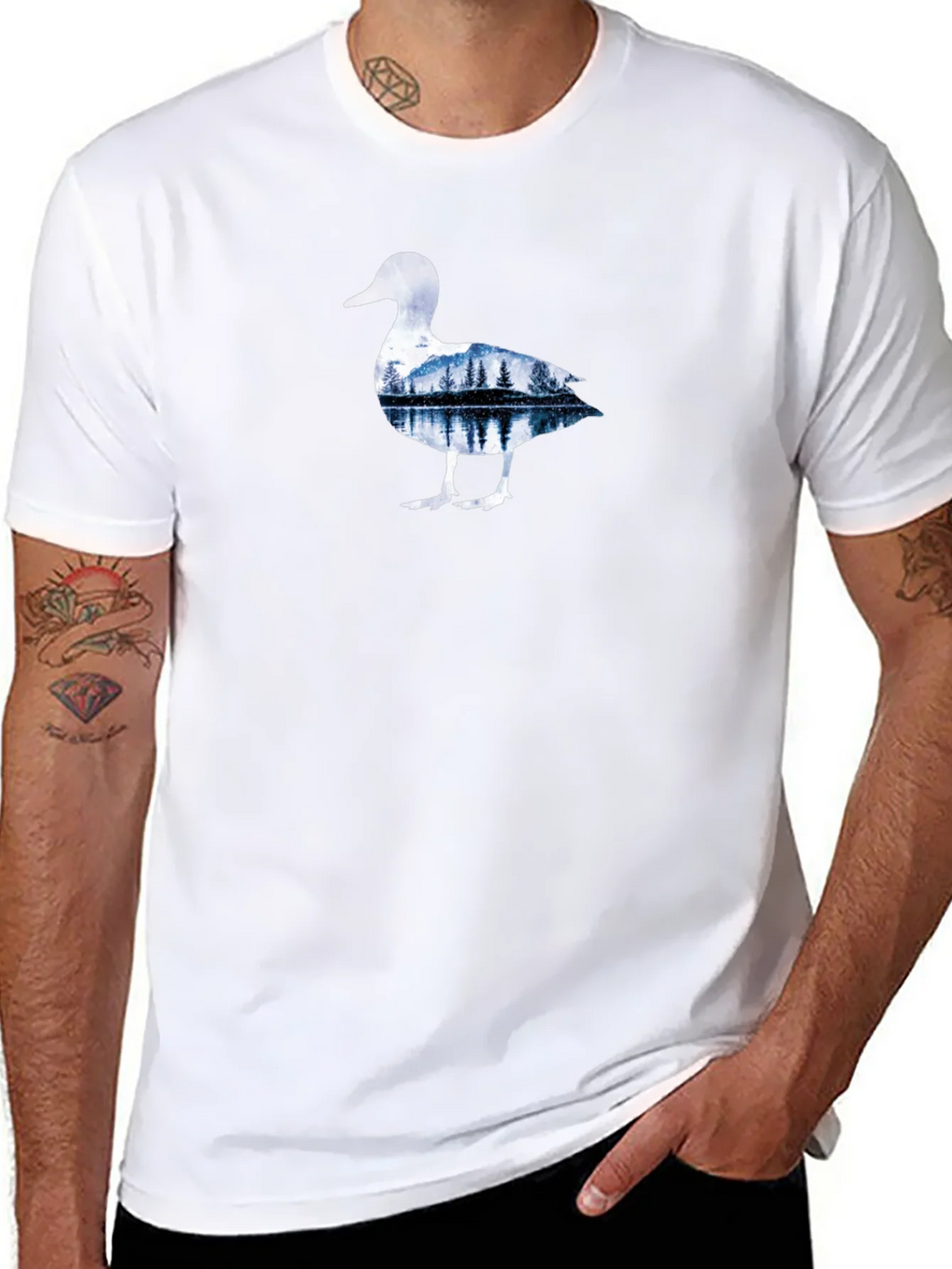 Nature Duck Graphic Tee - Black Cotton T-Shirt product image 7