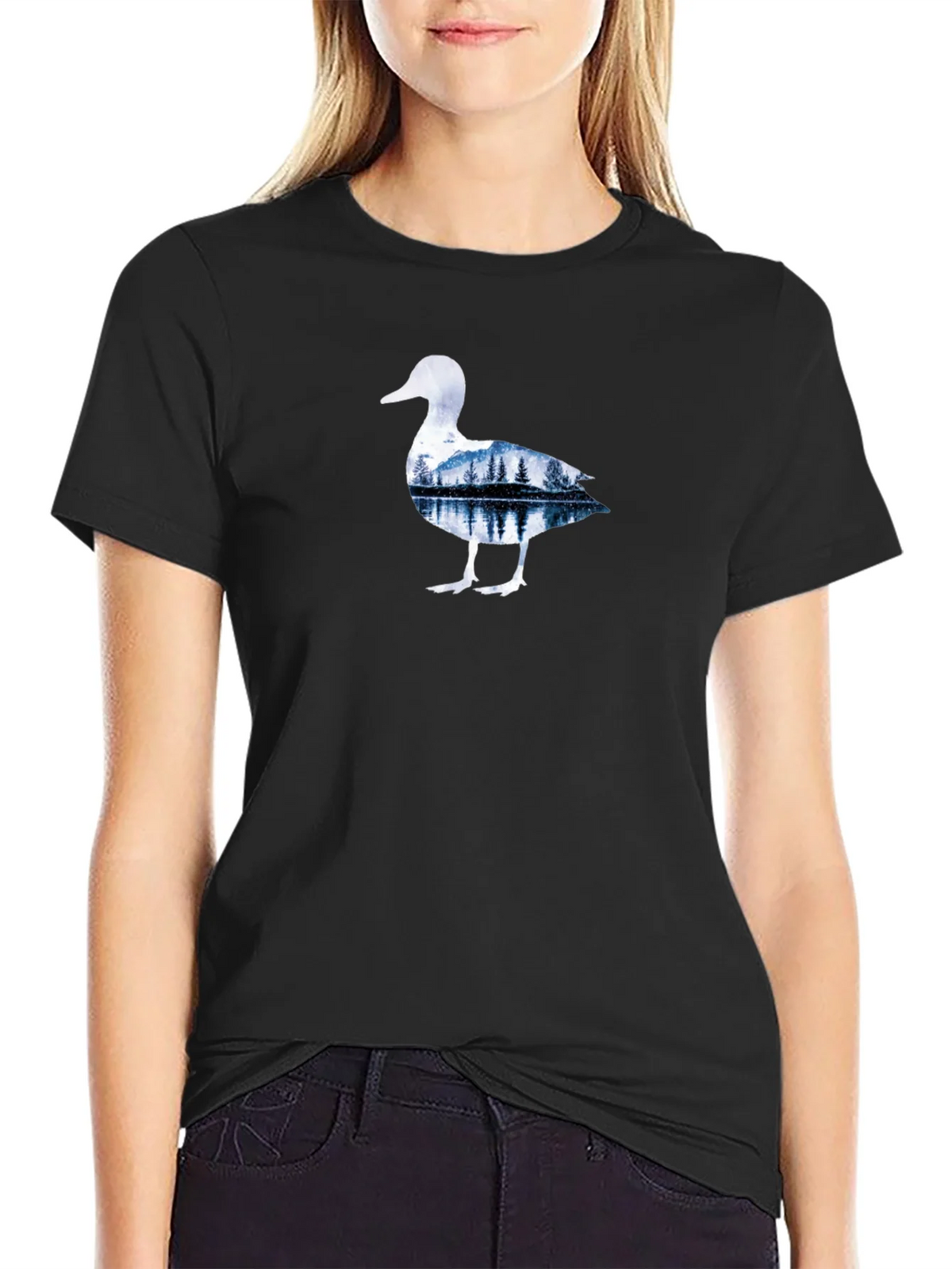 Nature Duck Graphic Tee - Black Cotton T-Shirt product image 2