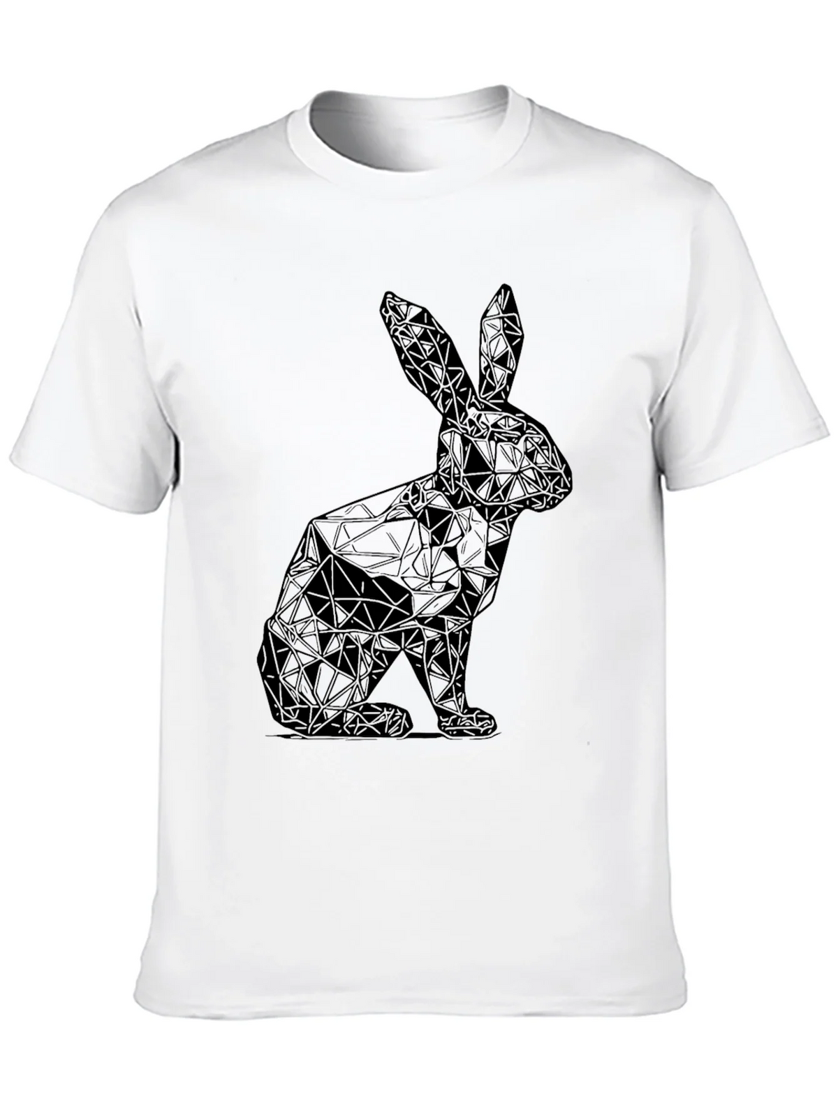 Geometric Rabbit Graphic Tee - Sleek Black Shirt product image 9