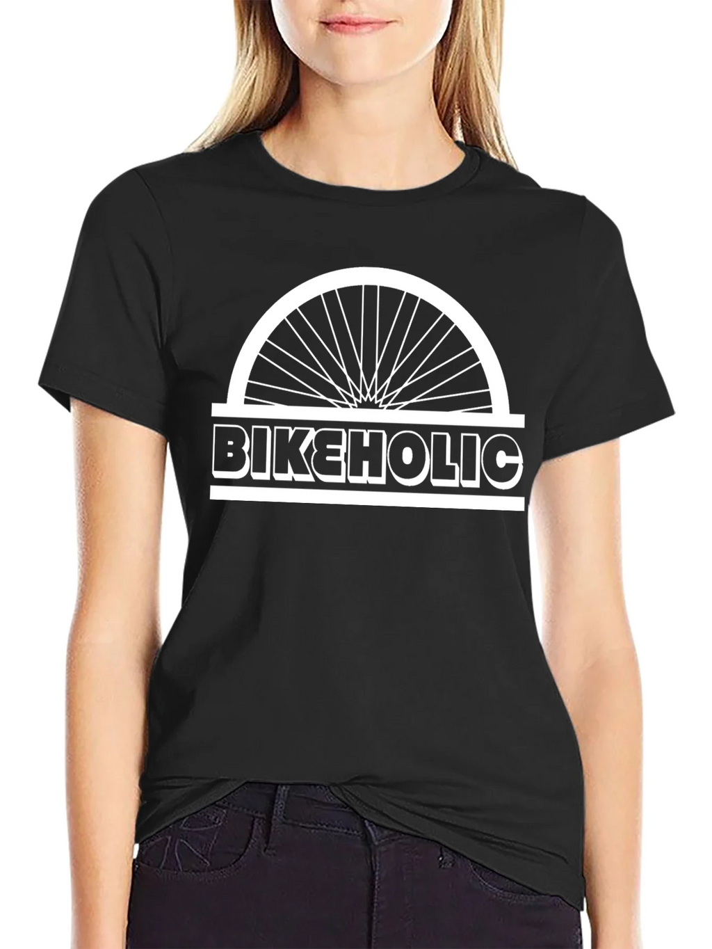Bikeholic Graphic Tee - Black Cotton Bicycle Enthusiast product image 2