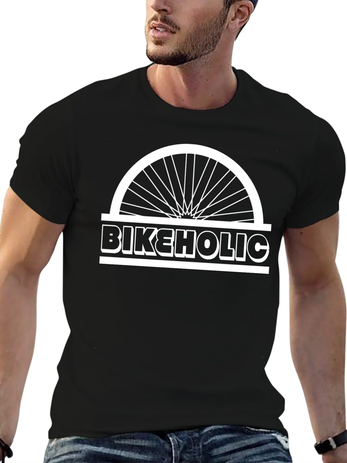Bikeholic Graphic Tee - Black Cotton Bicycle Enthusiast product image 6