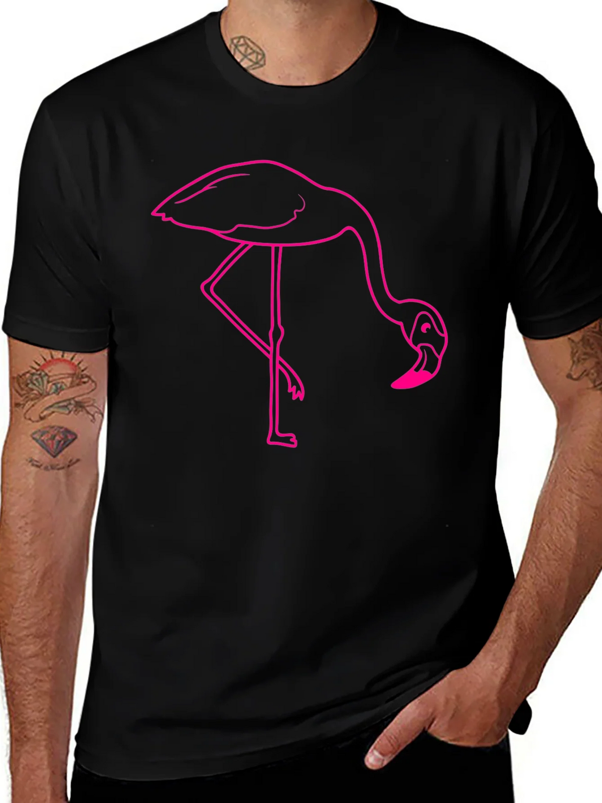 Flamingo Graphic Tee - Casual Black T-Shirt product image 1