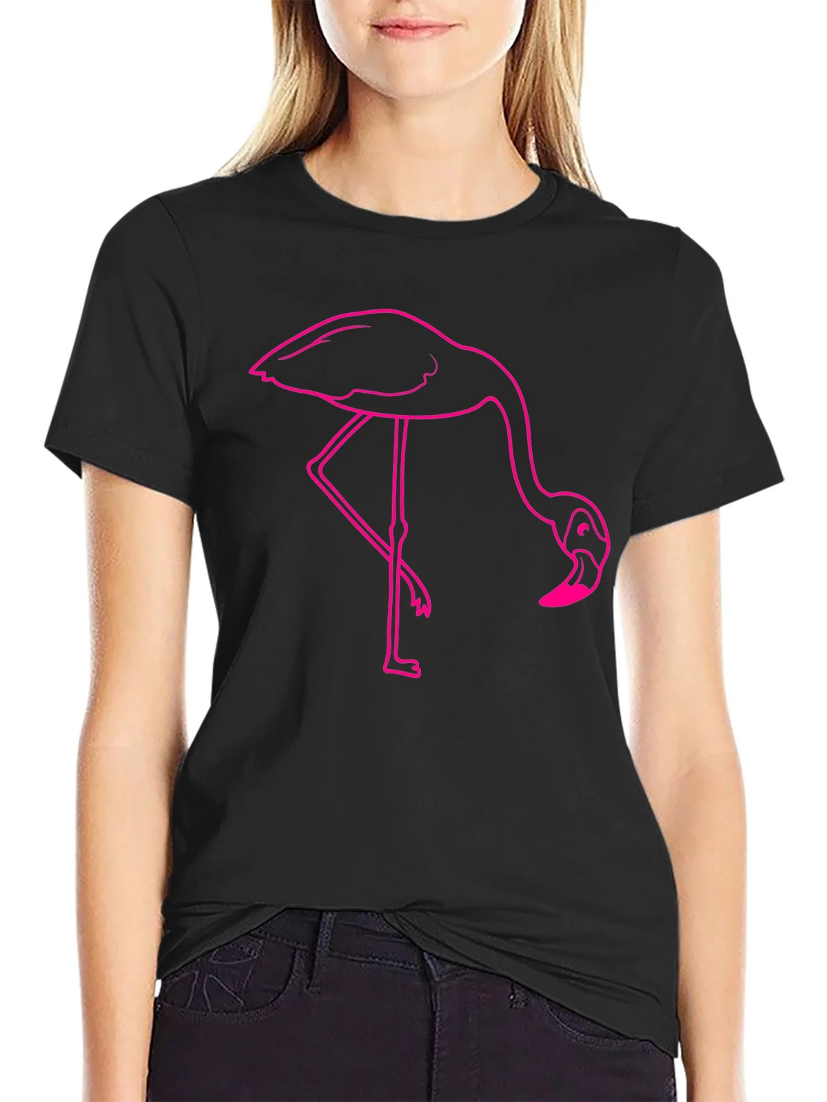 Flamingo Graphic Tee - Casual Black T-Shirt product image 2