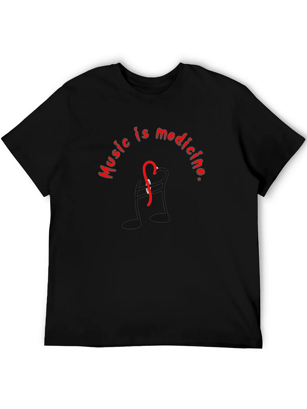 Music is Medicine Graphic T-Shirt - Black product image 3